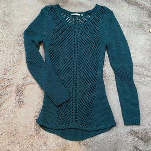 Teal Devoted knit mesh Sweater